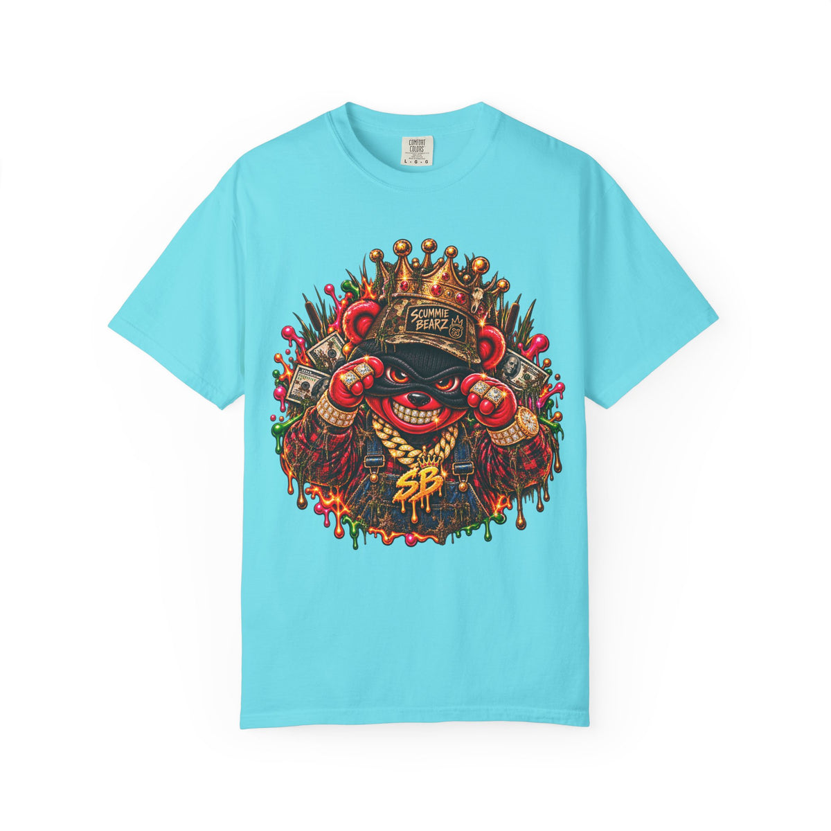 Unisex Garment-Dyed T-shirt-HILLBILLY cROWN MASK/GLOCK LOGO-SCUMMIEBEARZ™️