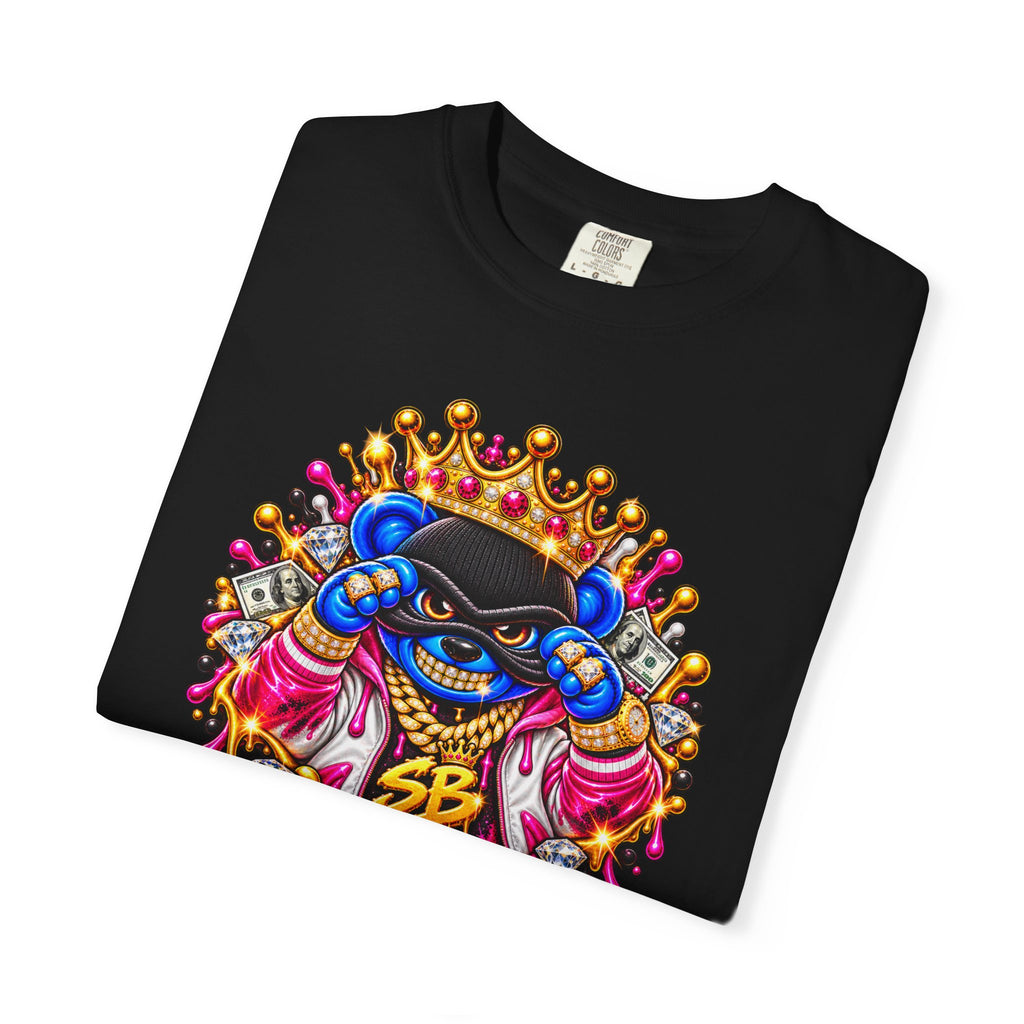 Unisex Garment-Dyed T-shirt-BLUE&PINK CROWN MASK LOGO CHOSEN BY GOD-SCUMMINGBEARZ™