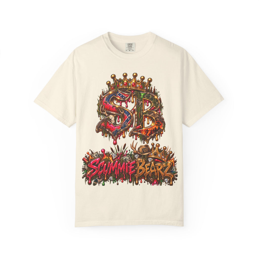 Unisex Garment-Dyed T-shirt-HILLBILLY CROWN SB LOGO HILLBILLY CASINO -SCUMMIEBEARZ™
