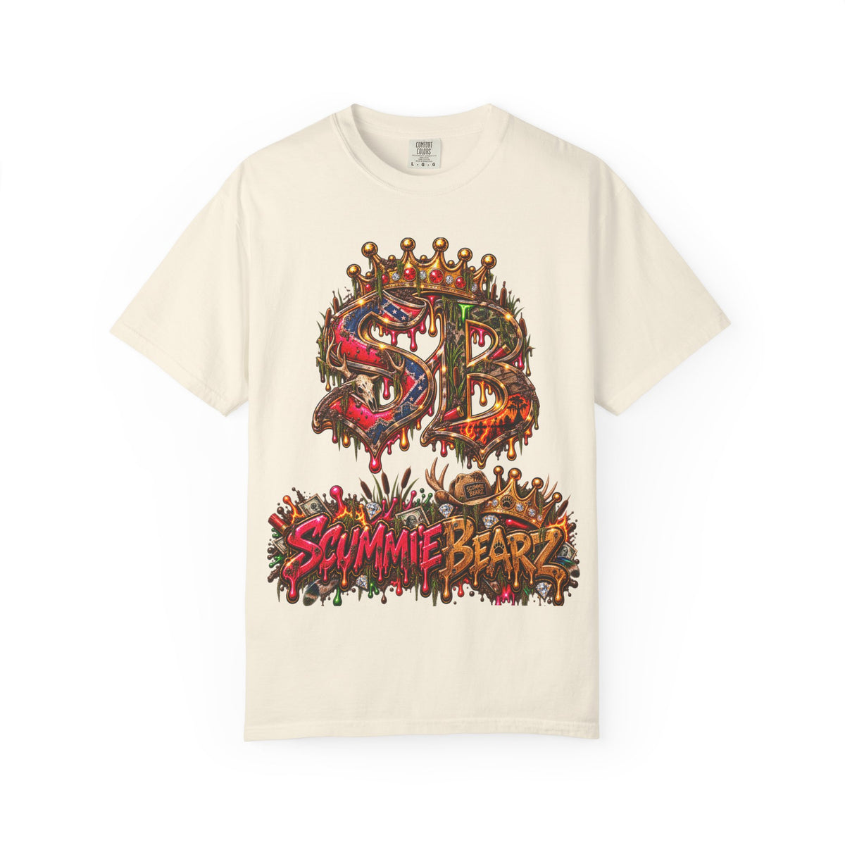 Unisex Garment-Dyed T-shirt-HILLBILLY CROWN SB LOGO HILLBILLY CASINO -SCUMMIEBEARZ™