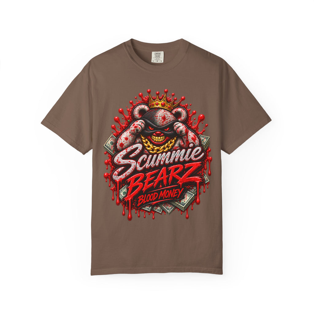 Unisex Garment-Dyed T-SHIRT-BLOOD MONEY GLOCK/MASK LOGO-SCUMMIEBEARZ™