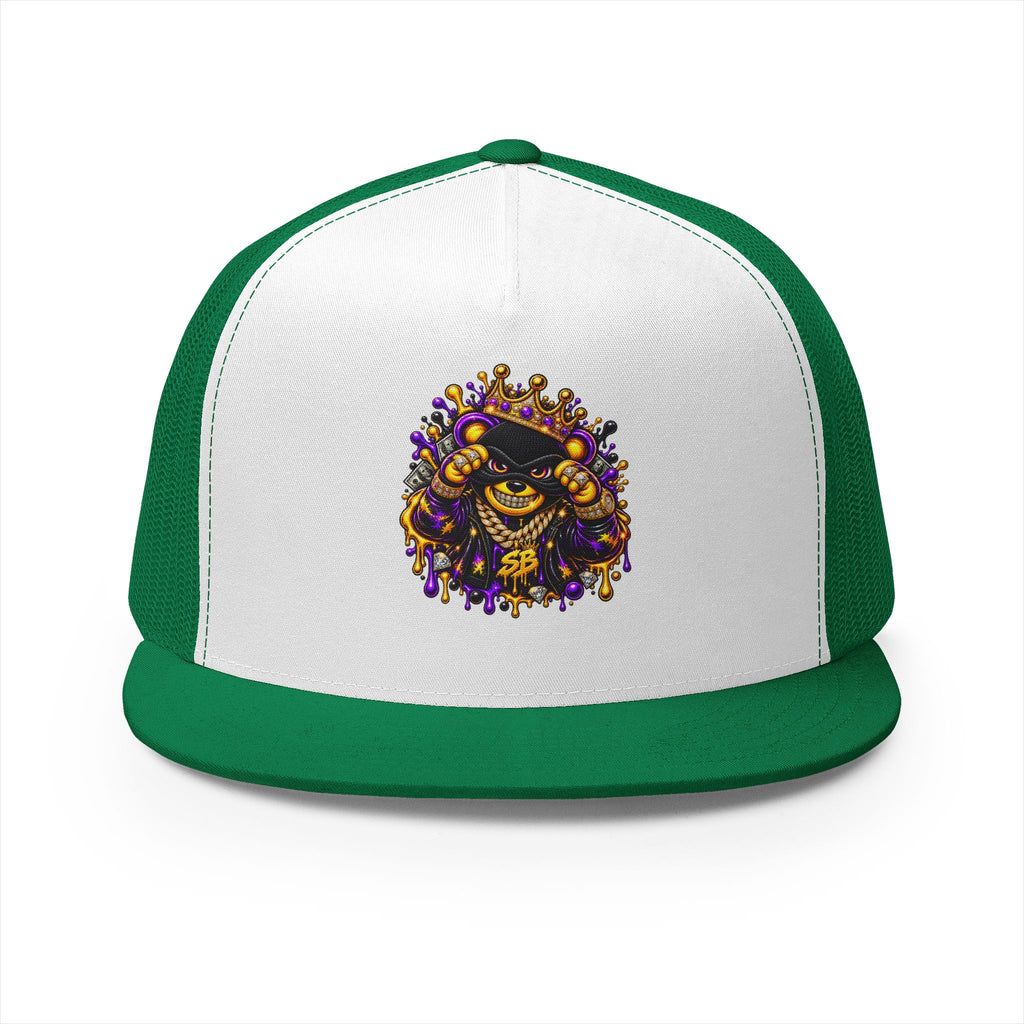 5 Panel Trucker Cap-PURPLE/GOLD SB MASK LOGO-SCUMMIEBEARZ™