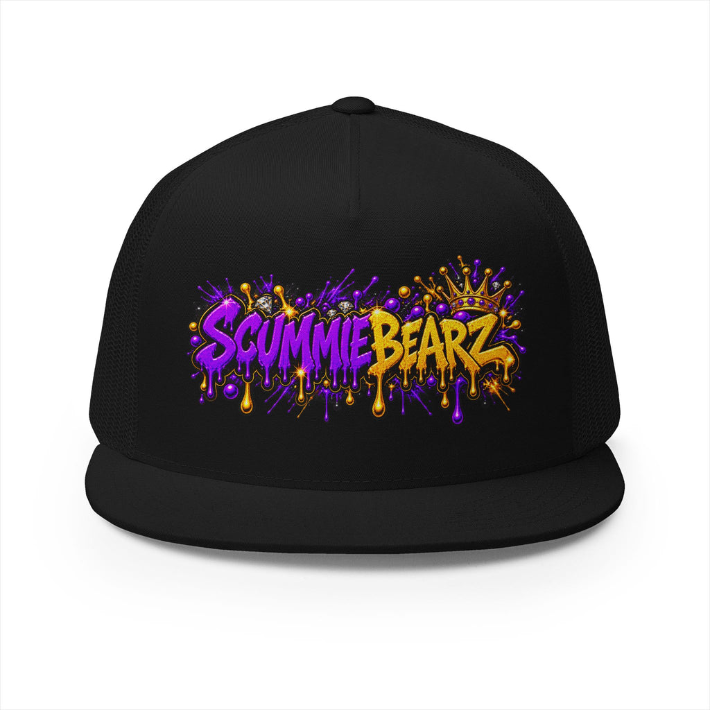 5 Panel Trucker Cap-PURPLE/GOLD SCUMMIEBEARZ LOGO-SCUMMIEBEARZ™