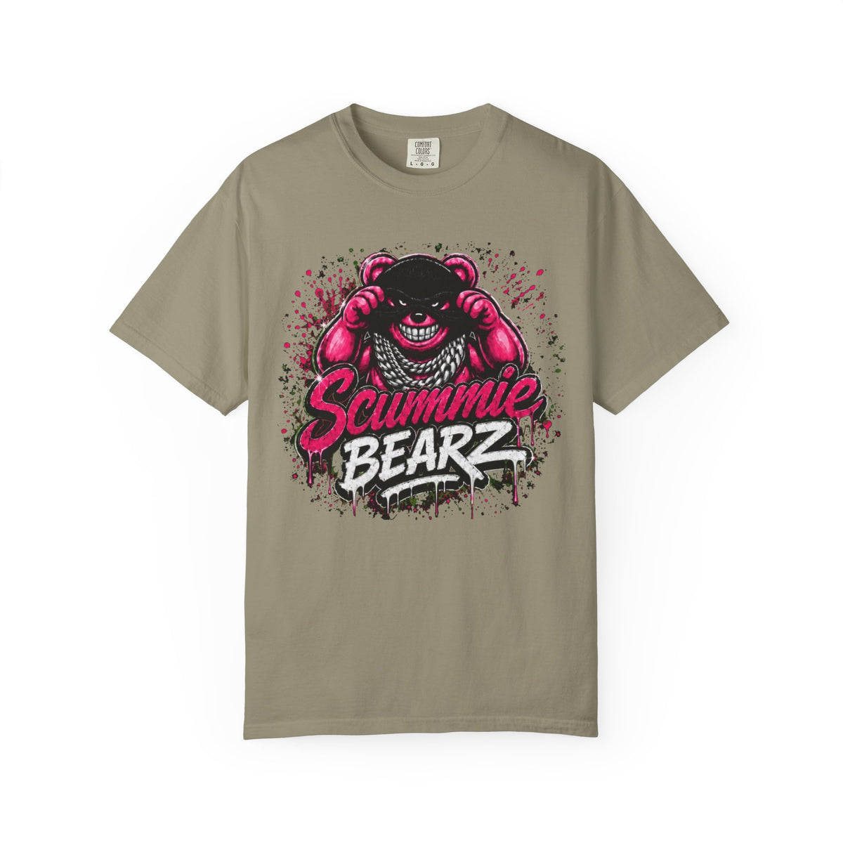 Unisex Garment-Dyed T-shirt-PINK MASK LOGO& IF YOU SLIP SHE WILL GRIP-SCUMMIEBEARZ™