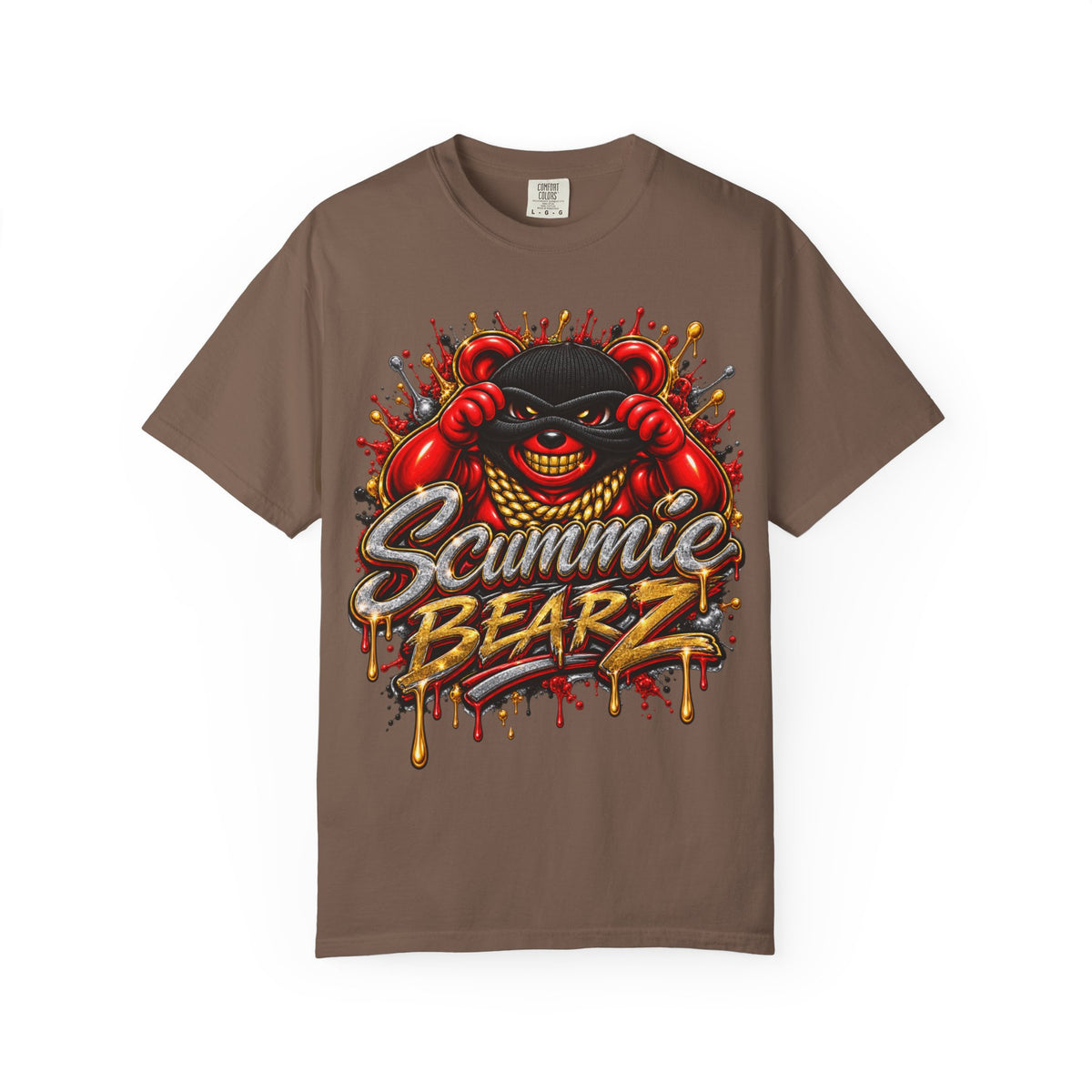 Unisex Garment-Dyed T-SHIRT- COVERED BY THE Blood/MASK LOGO-SCUMMIEBEARZ™