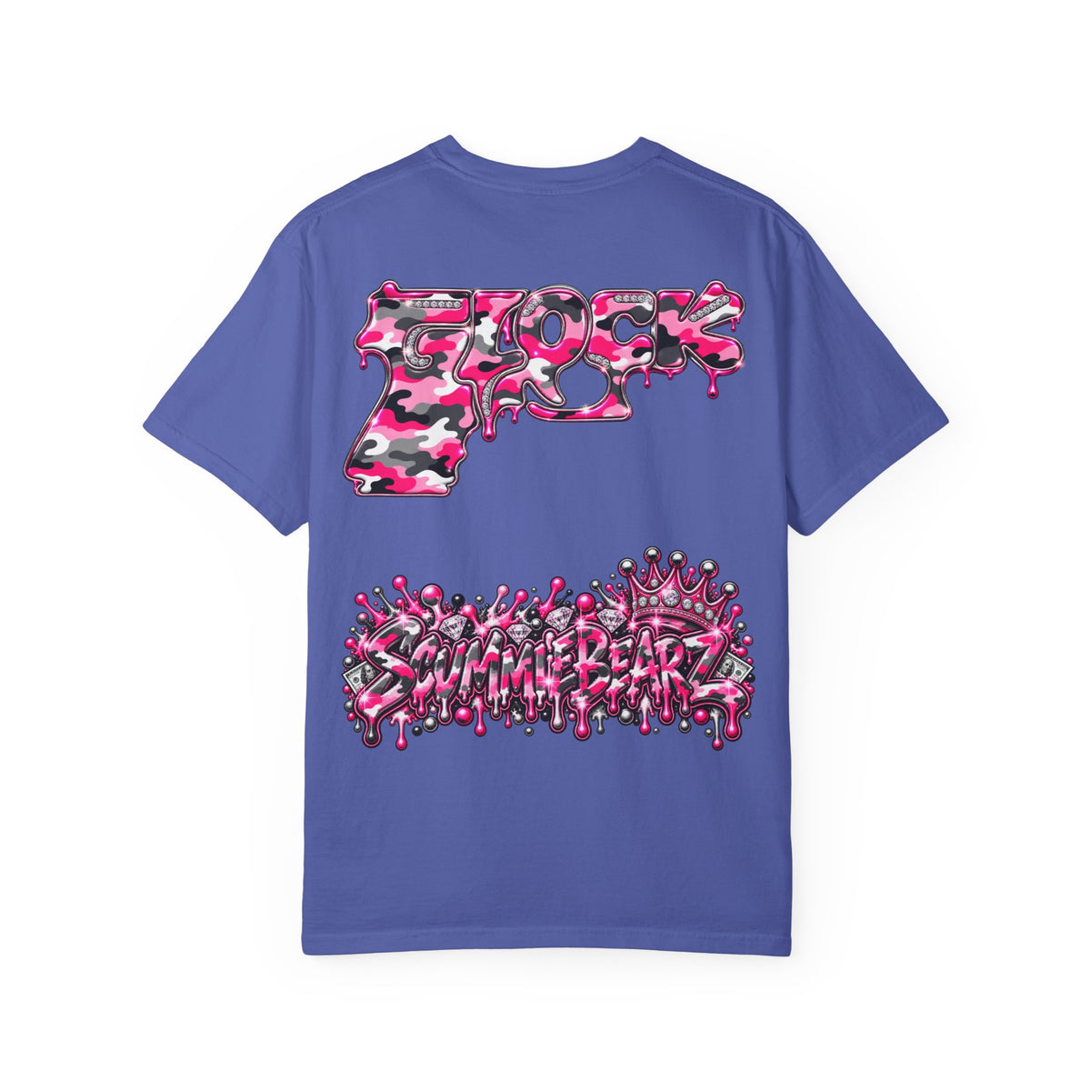 Unisex Garment-Dyed T-shirt-PINK CROWN MASK LOGO GLOCK -SCUMMIEBEARZ™