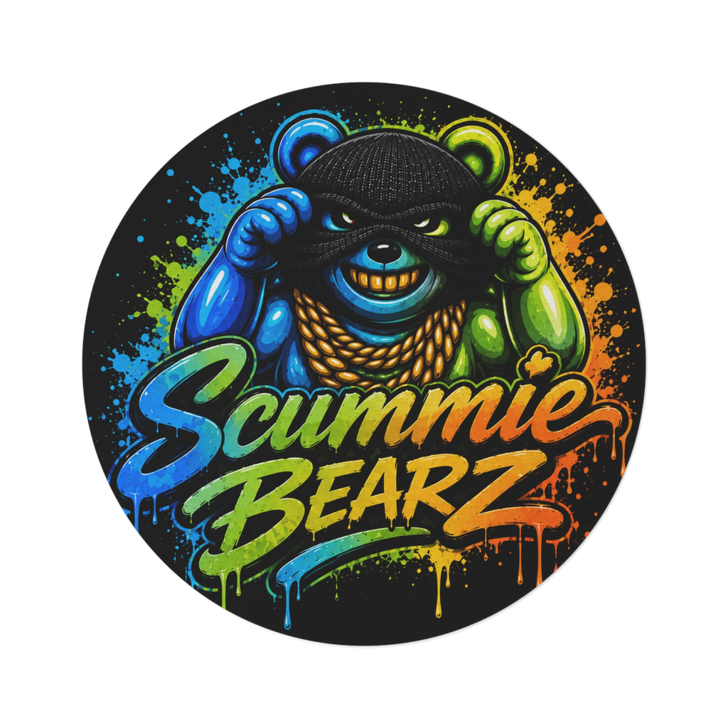 SCUMMIEBEARZ🔵 Blue/Green🟢Logo Round Rug
