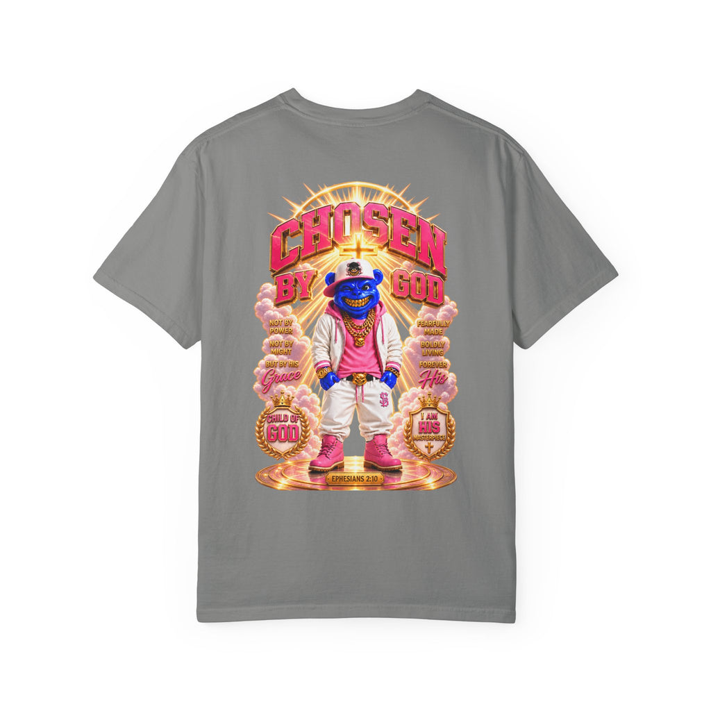 Unisex Garment-Dyed T-shirt-BLUE&PINK CROWN MASK LOGO CHOSEN BY GOD-SCUMMINGBEARZ™