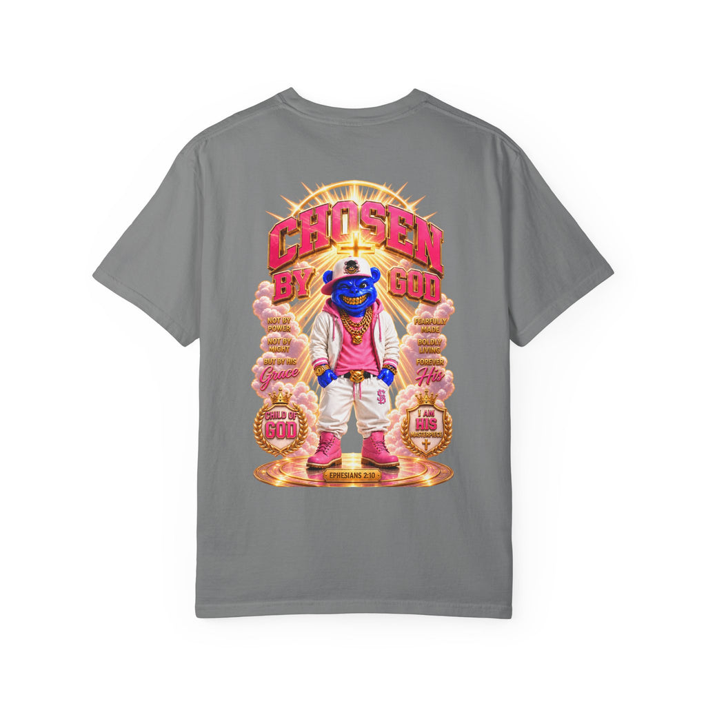 Unisex Garment-Dyed T-shirt-BLUE&PINK CROWN MASK LOGO CHOSEN BY GOD-SCUMMINGBEARZ™