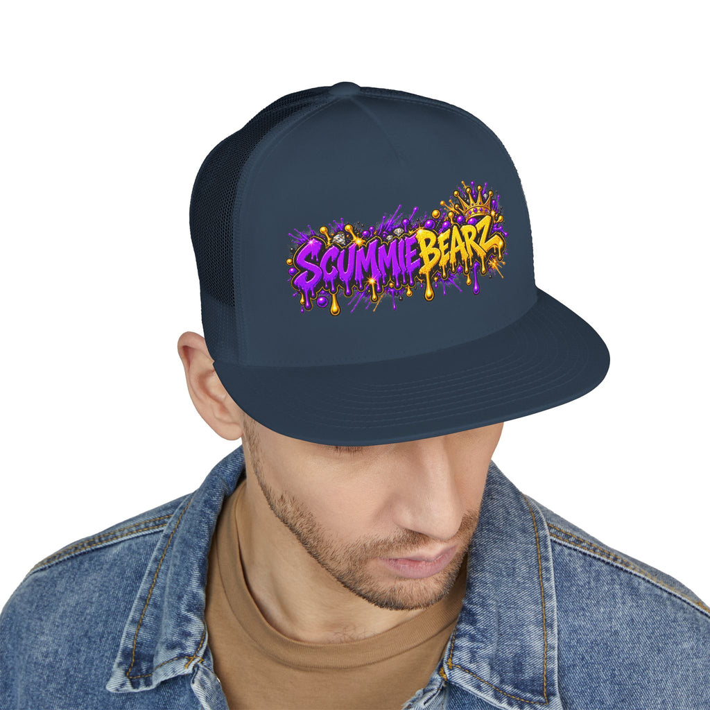 5 Panel Trucker Cap-PURPLE/GOLD SCUMMIEBEARZ LOGO-SCUMMIEBEARZ™