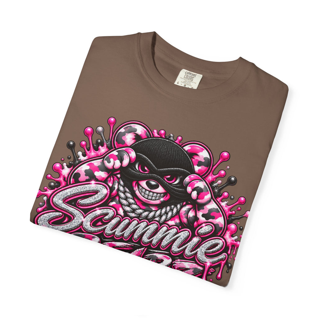 Unisex Garment-Dyed T-shirt-PINK CAMO MASK LOGO GLOCK -SCUMMIEBEARZ™