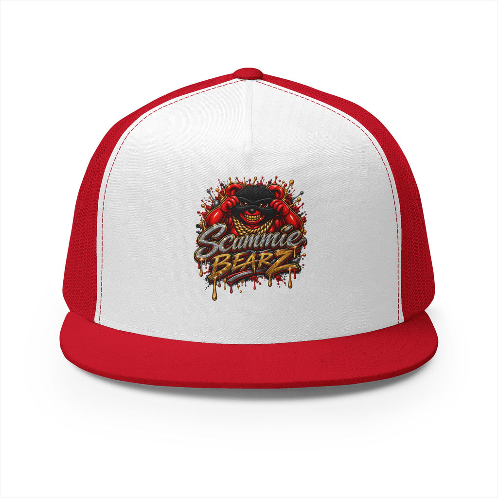 5 Panel Trucker Cap-RED/GOLD MASK LOGO-SCUMMIEBEARZ™