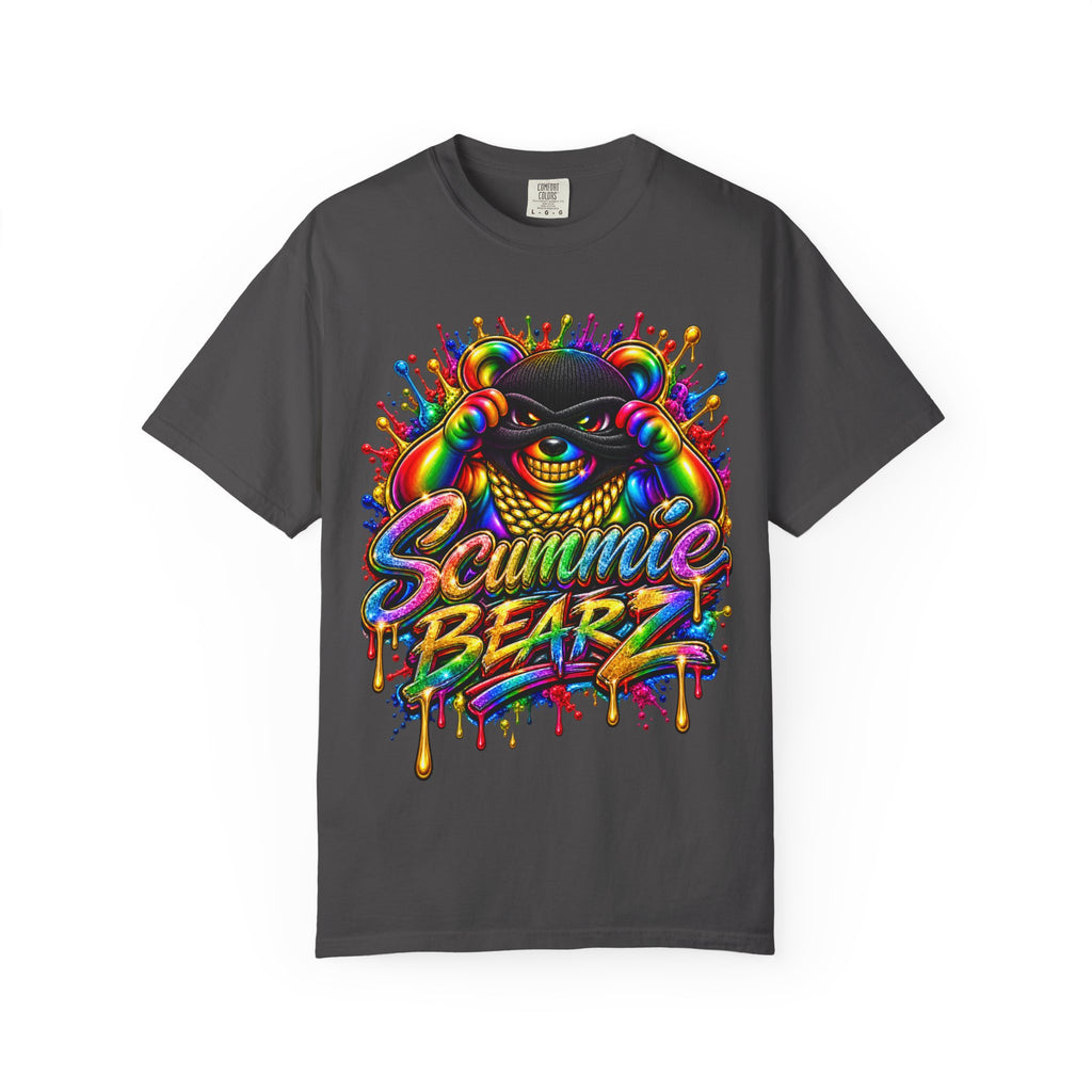 Unisex Garment-Dyed T-shirt-RAINBOW MASK LOGO GLOCK SB CROWN LOGO-SCUMMIEBEARZ™