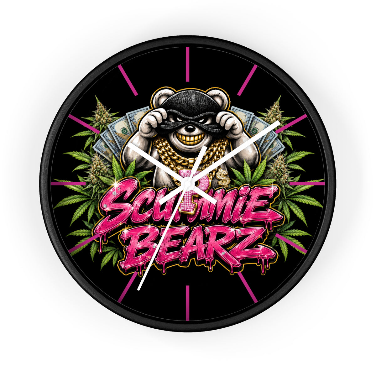 Wall Clock-Scummie Bearz Weed Logo-SCUMMIEBEARZ™️