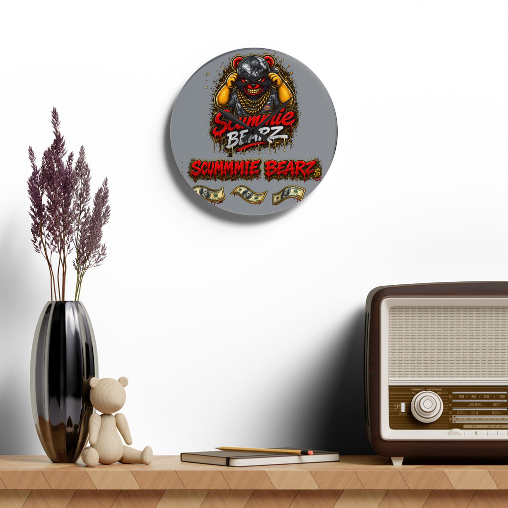 Acrylic Wall Clock-Money SCUMMIEBEARZ Logo
