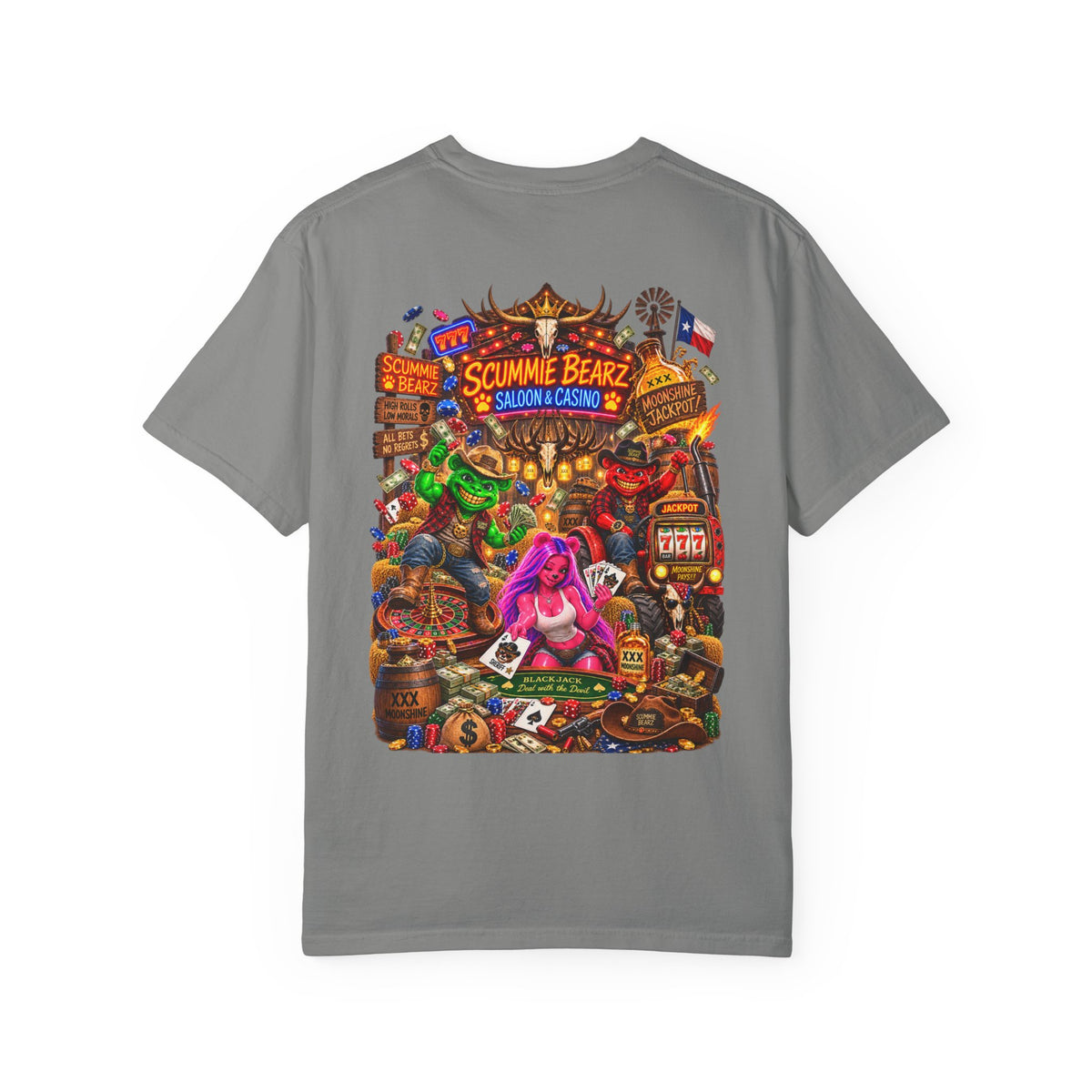 Unisex Garment-Dyed T-shirt-HILLBILLY CROWN SB LOGO HILLBILLY CASINO -SCUMMIEBEARZ™