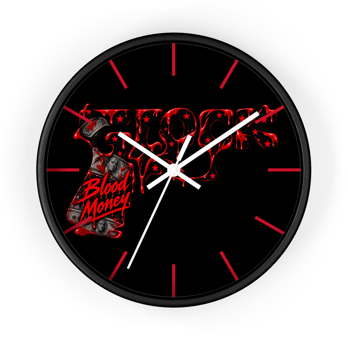 Wall Clock-BLOOD MONEY GLOCK-SCUMMIEBEARZ™️
