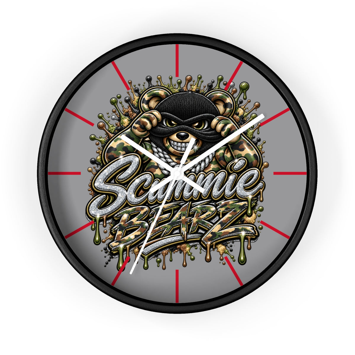 Wall Clock-CAMOUFLAGE MASK LOGO-SCUMMIEBEARZ™️