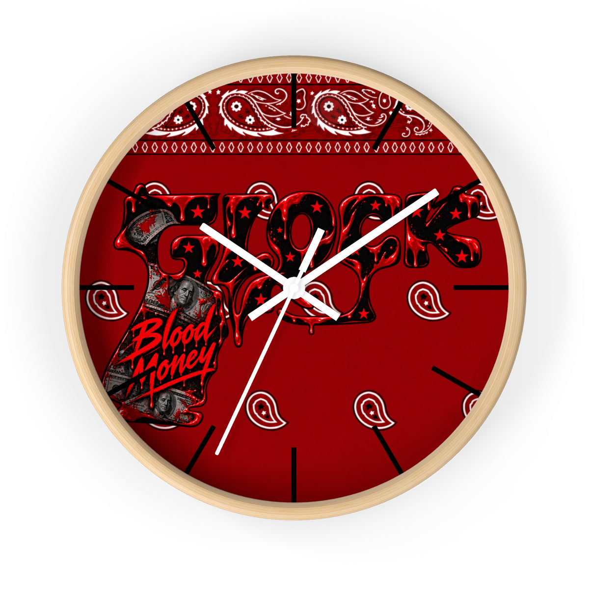 Wall Clock-BLOOD MONEY GLOCK-SCUMMIEBEARZ™️