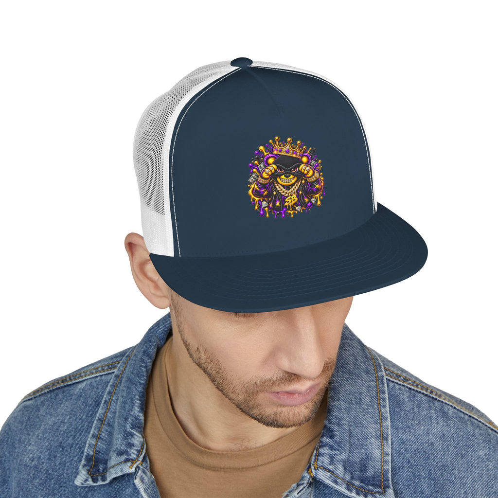 5 Panel Trucker Cap-PURPLE/GOLD SB MASK LOGO-SCUMMIEBEARZ™