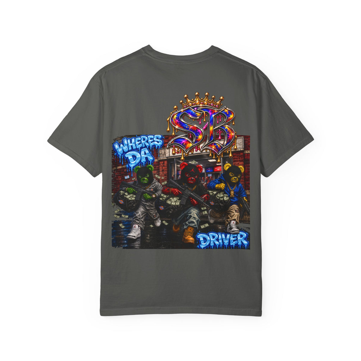 Unisex Garment-Dyed T-shirt-WHERES THE DRIVER -SCUMMIEBEARZ™