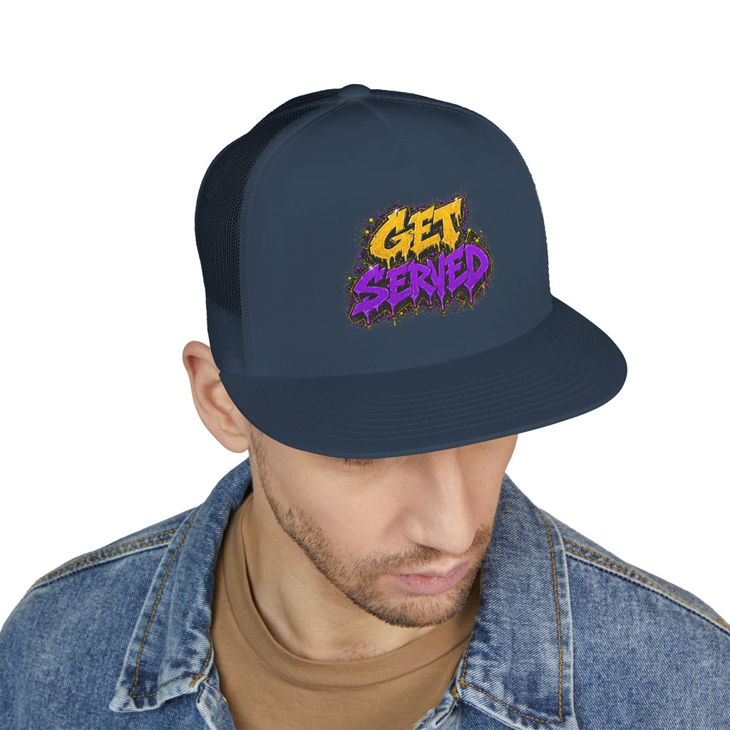 5 Panel Trucker Cap-GOLD/PURPLE GET SERVED-SCUMMIEBEARZ™