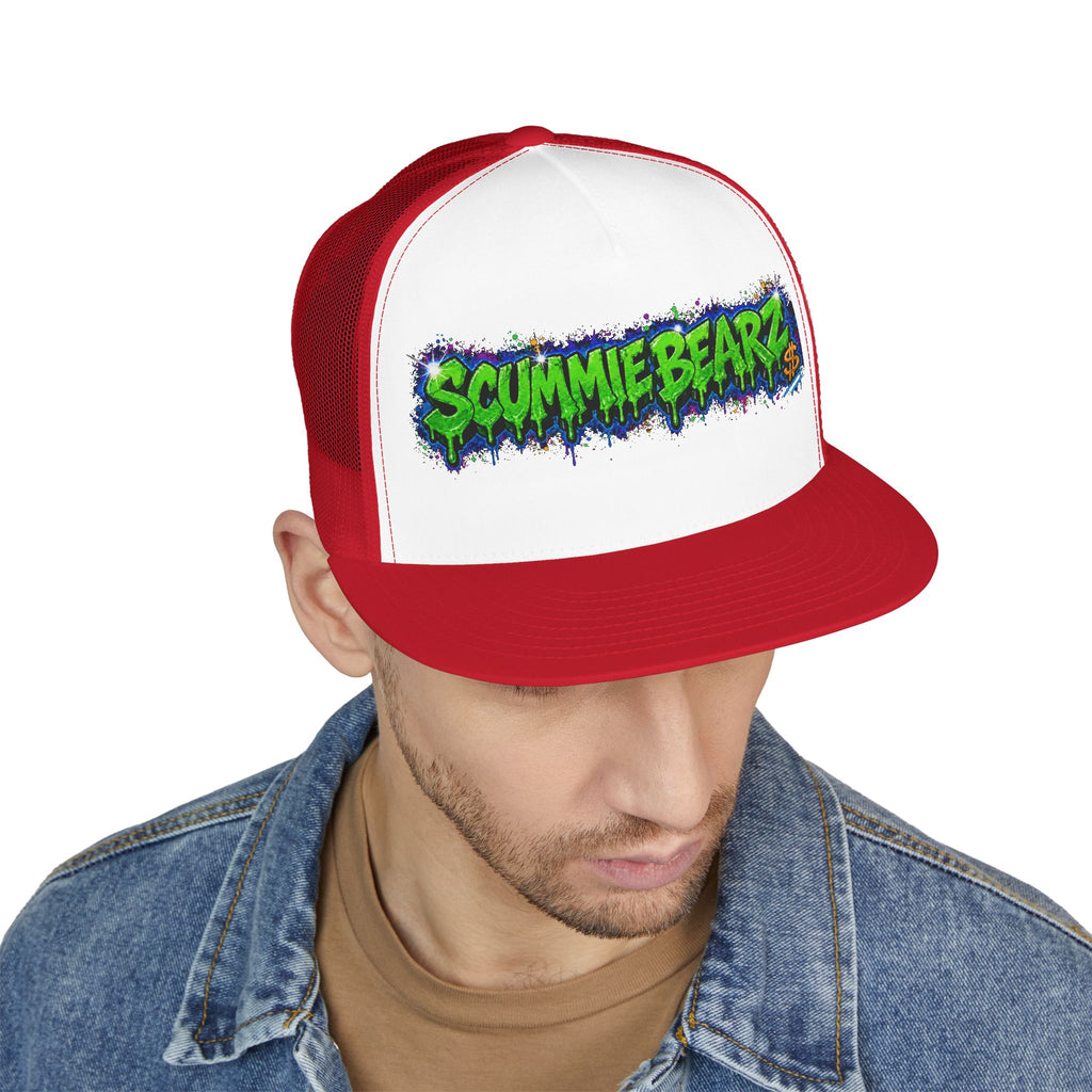 5 Panel Trucker Cap-GREEN/BLUE SCUMMIEBEARZ LOGO-SCUMMIEBEARZ™