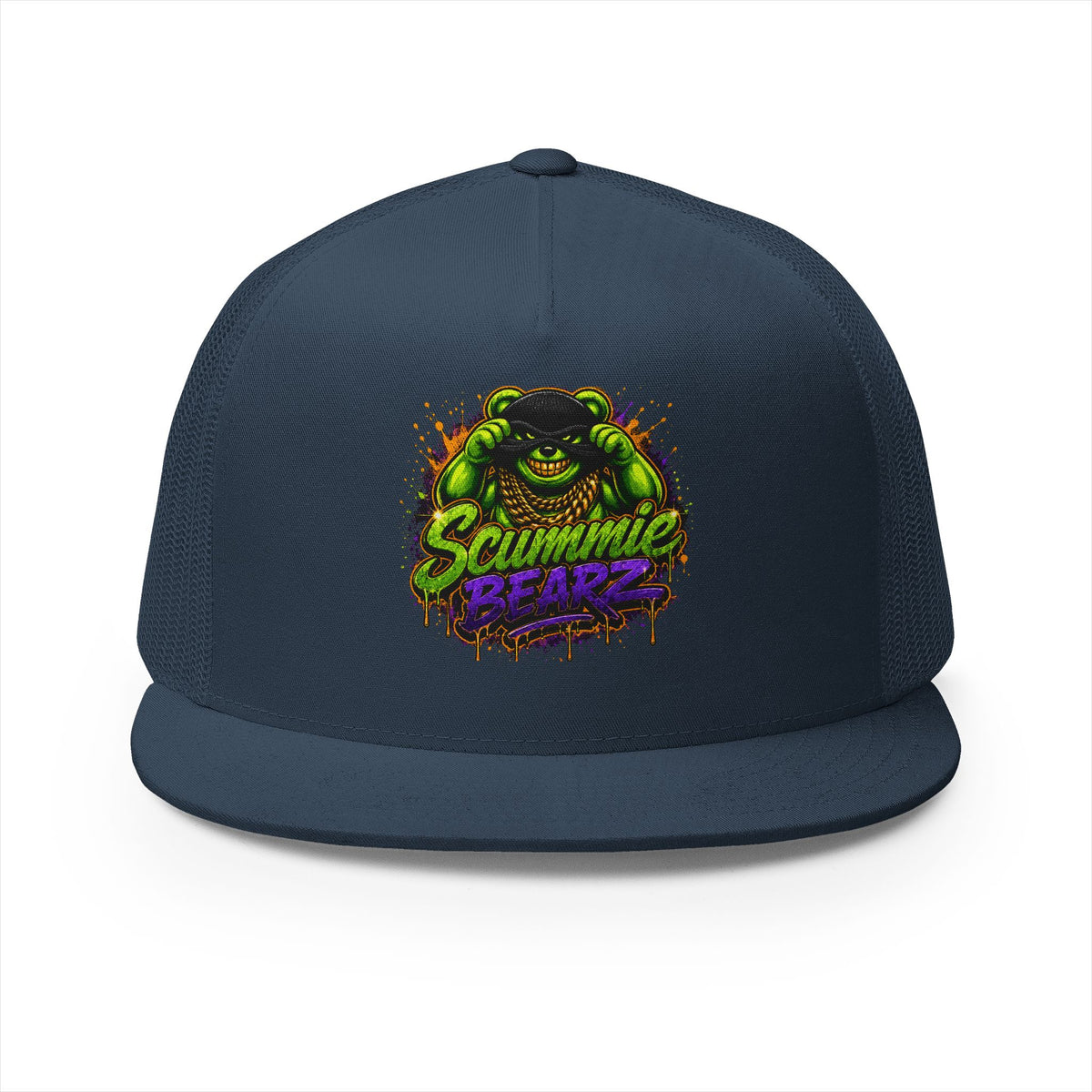 5 Panel Trucker Cap-GREEN/PURPLE MASK LOGO-SCUMMIEBEARZ™