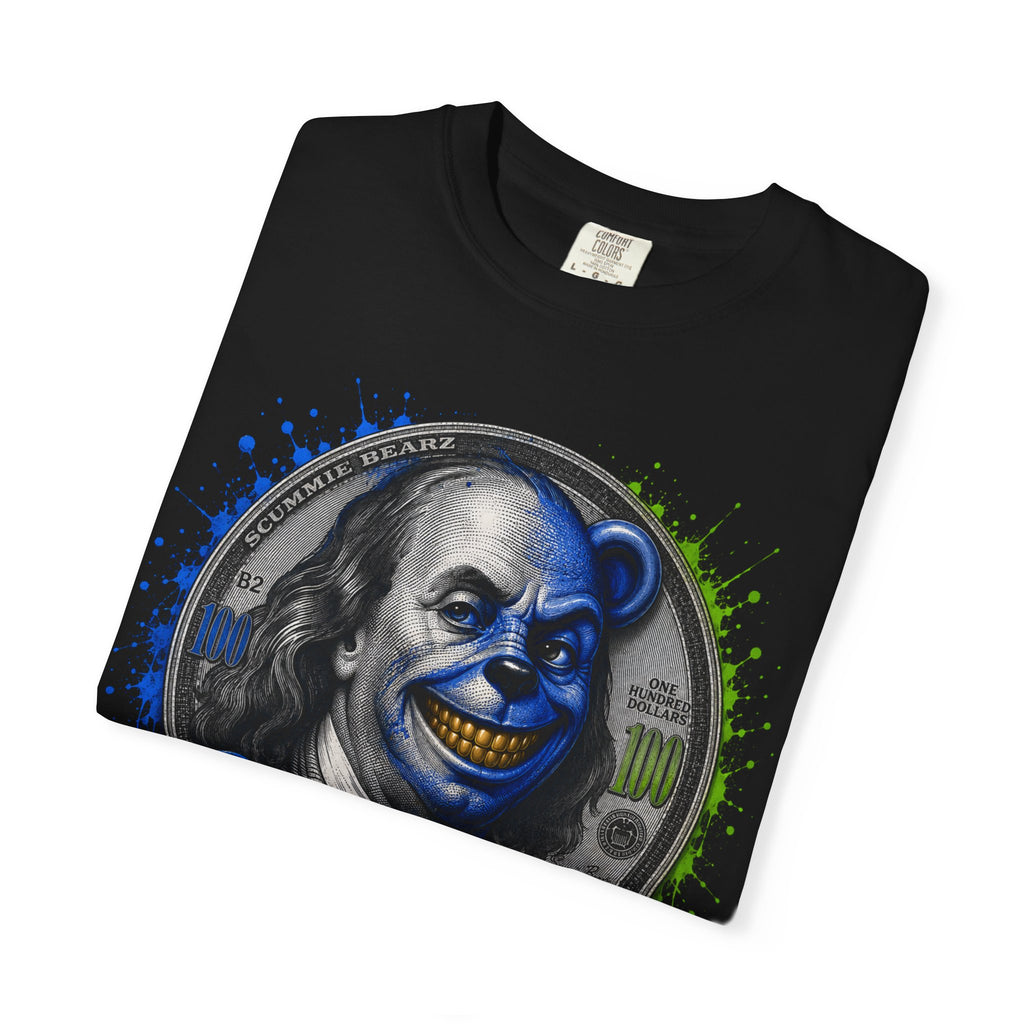 Unisex Garment-Dyed T-SHIRT- PAPER CHASER MONEY HUNGRY/SB LOGO-SCUMMIEBEARZ ™
