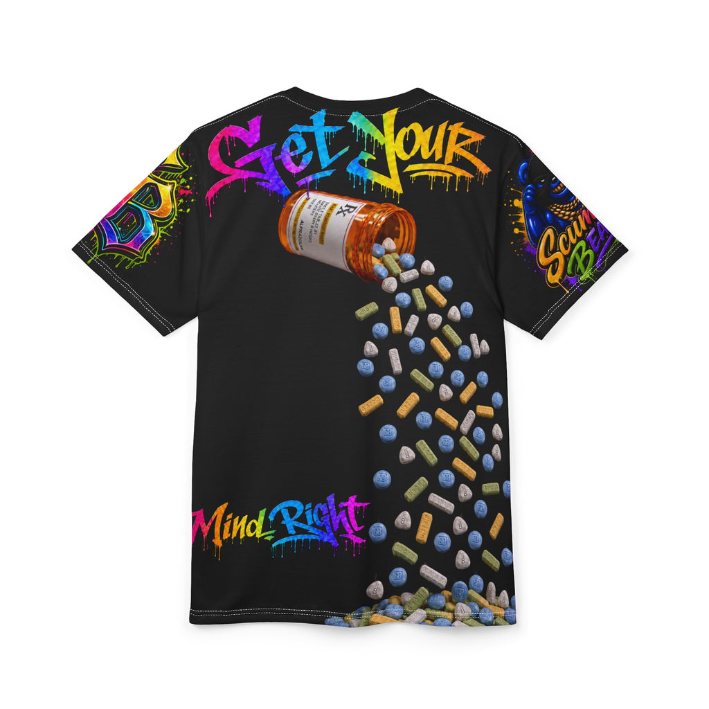 Men’s Streetwear AOP T-shirt AOP-GET YOUR MIND,RIGHT RAINBOW, REMIX ADDICTION AWARENESS,-SCUMMIEBEARZ™️