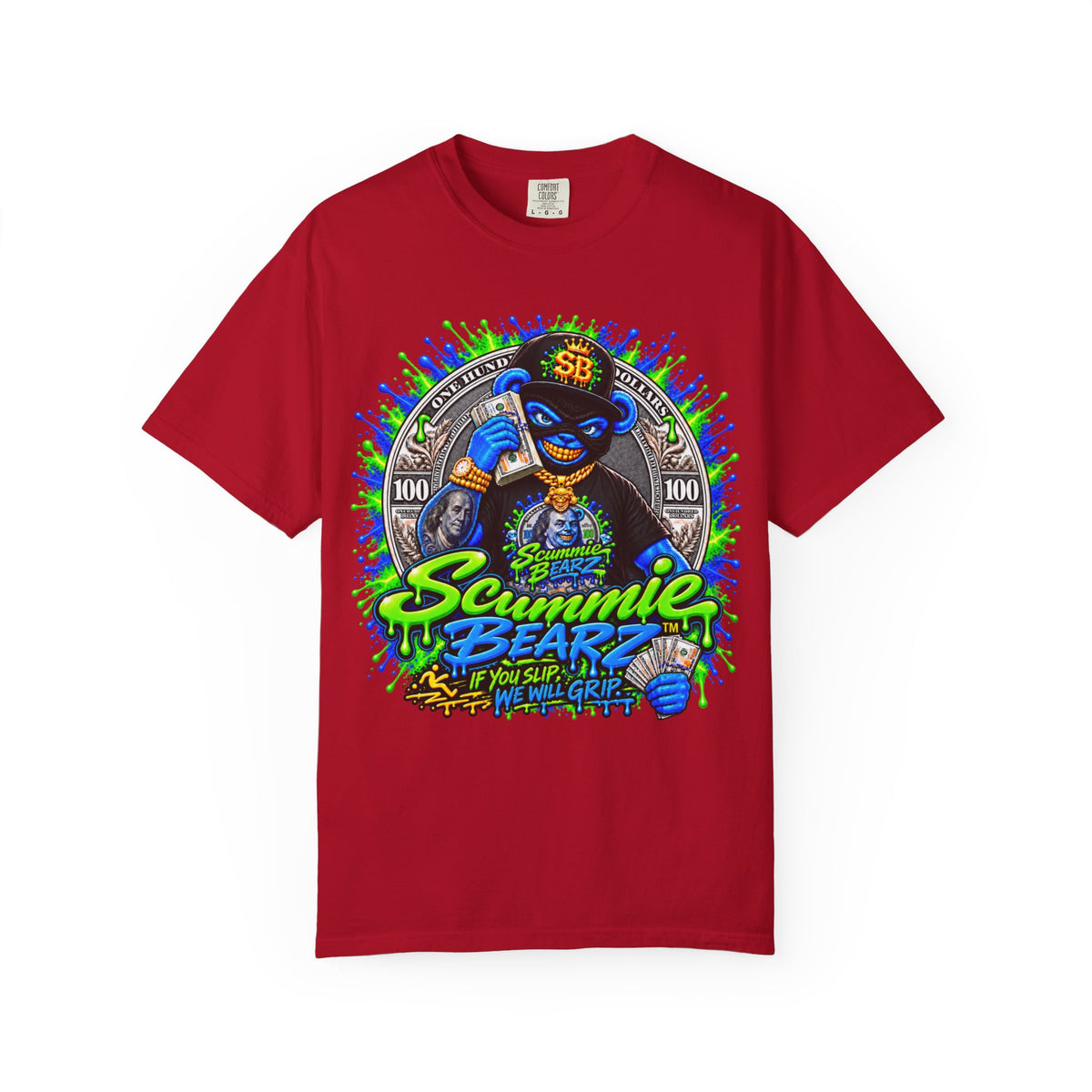 Unisex Garment-Dyed T-shirt-THAT MONEY💵KEEP CALLING📞ME MASK LOGO-SCUMMIEBEARZ™️