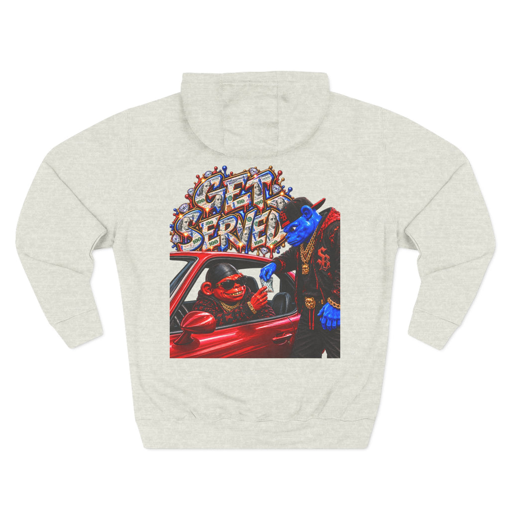 Three-Panel Fleece Hoodie-GET SERVED-SCUMMIEBEARZ™️