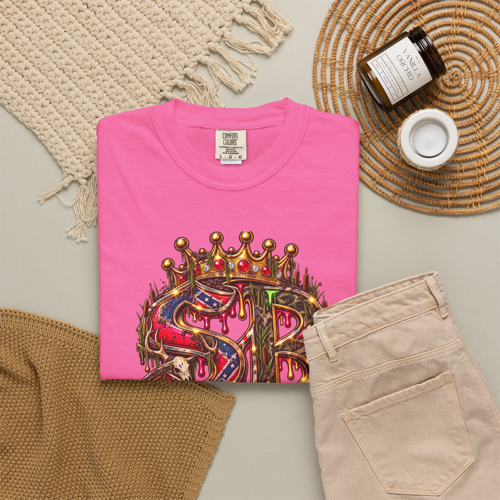 Unisex Garment-Dyed T-shirt-HILBILLYSCUMMIEBEARZ MOONSHINE/CROWN SB LOGO -SCUMMIEBEARZ™