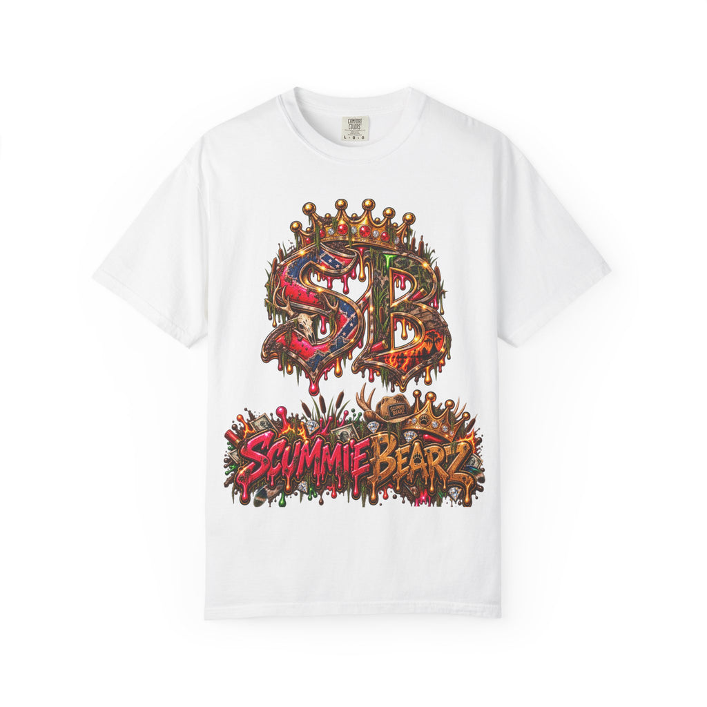 Unisex Garment-Dyed T-shirt-HILLBILLY CROWN SB LOGO HILLBILLY CASINO -SCUMMIEBEARZ™