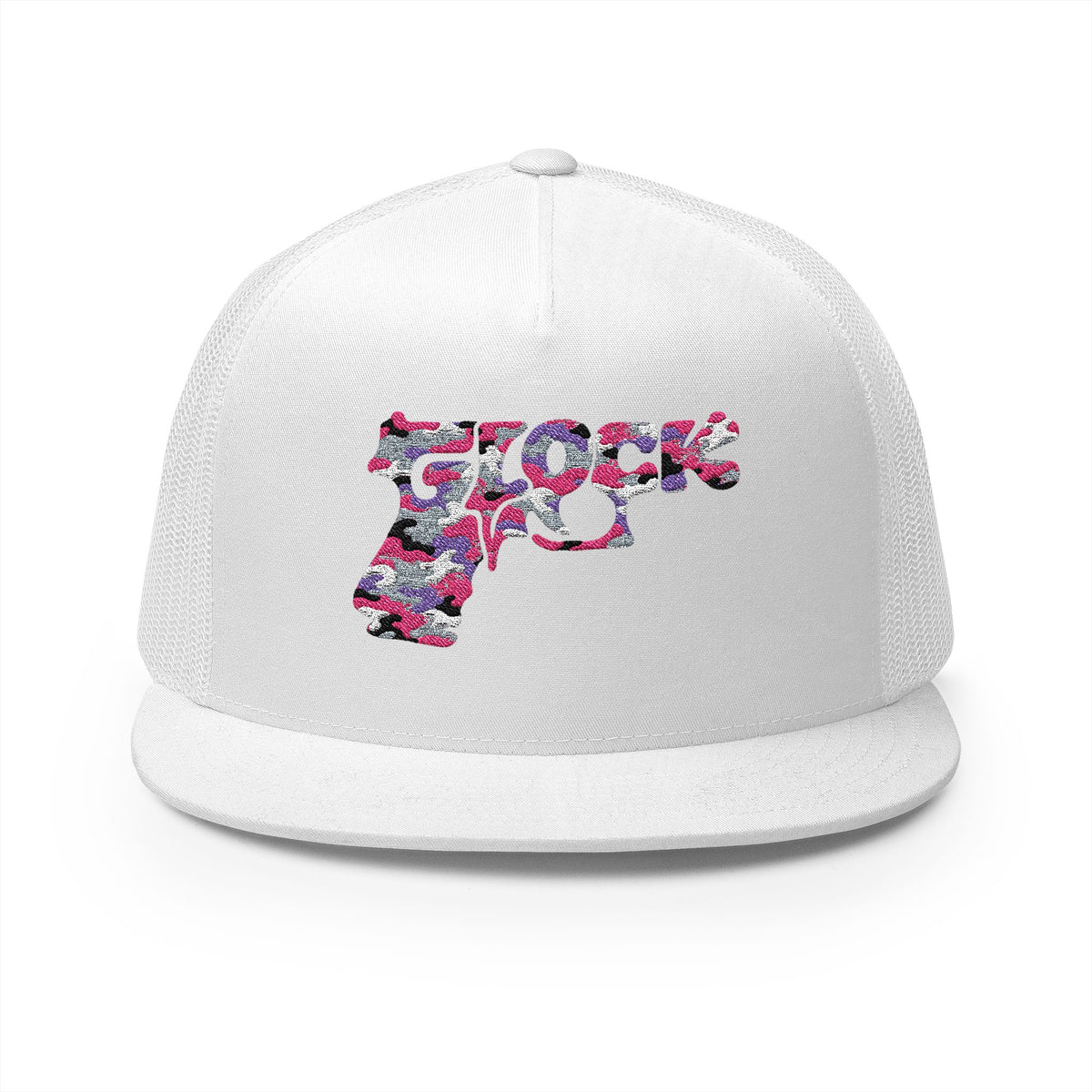 5 Panel Trucker Cap-PINK CAMOUFLAGE GLOCK LOGO-SCUMMIEBEARZ™️