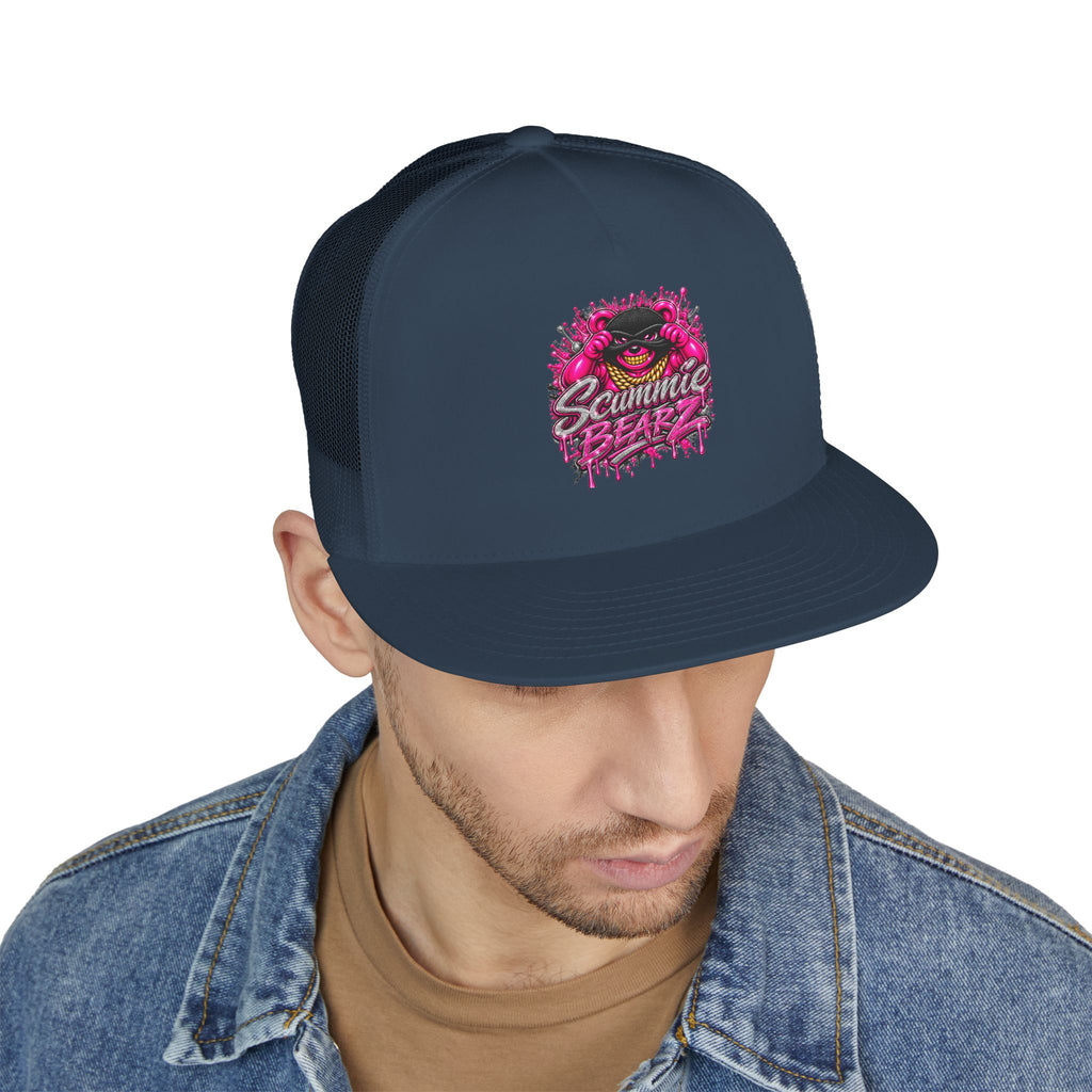 5 Panel Trucker Cap- PINK/SILVER MASK LOGO-SCUMMIEBEARZ™