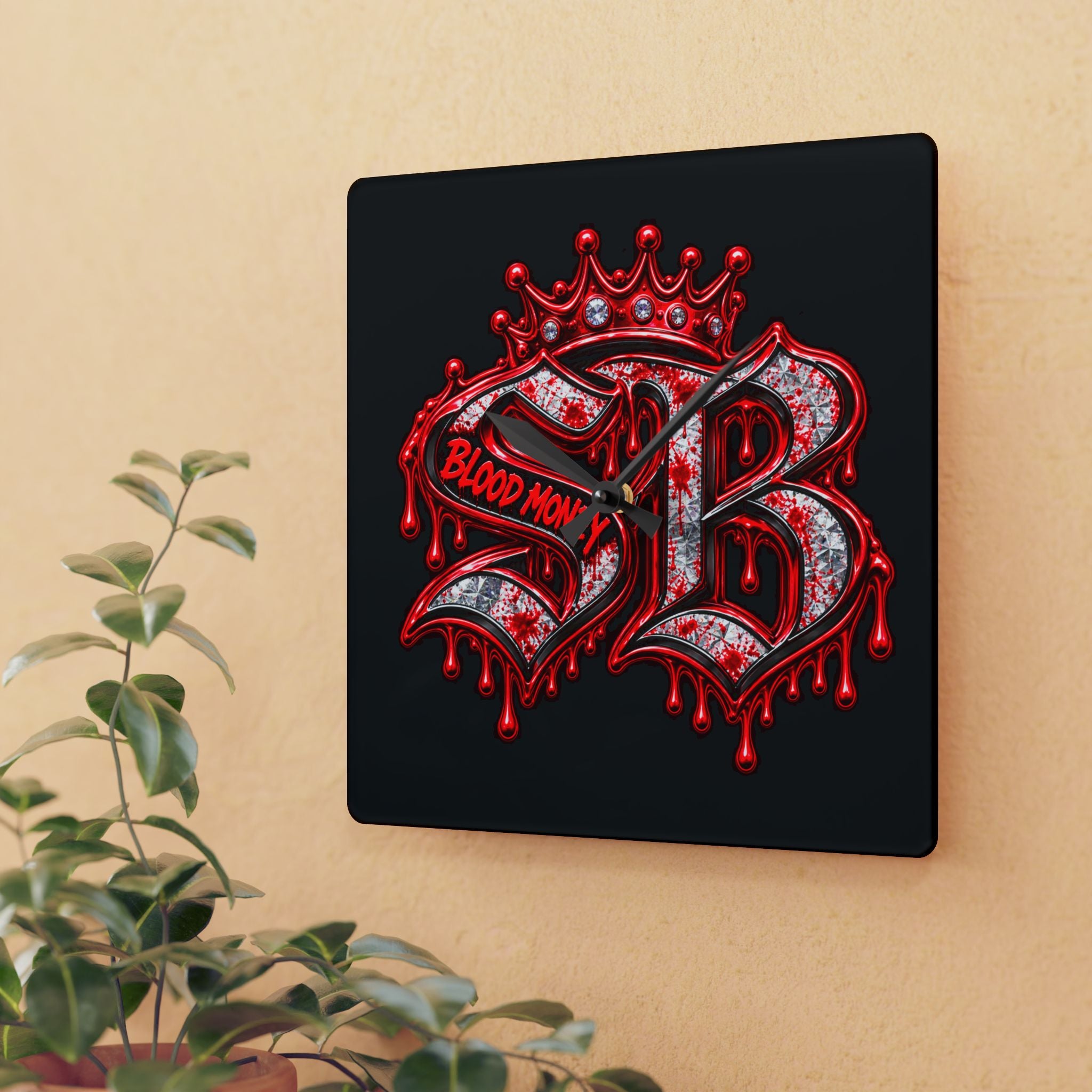 Acrylic Wall Clock-Blood Money SB Logo