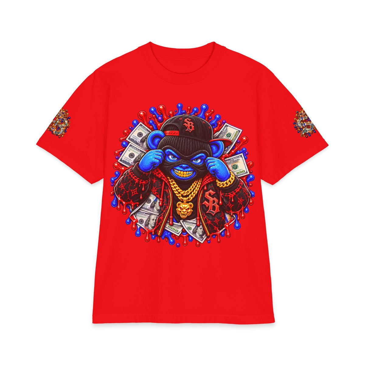 Get Served Red/Blue Remix | SCUMMIEBEARZ™ Shaka Wear Heavyweight Tee