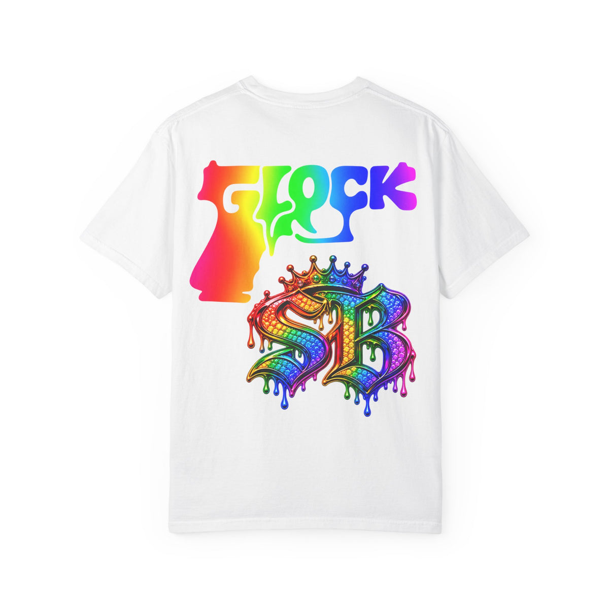 Unisex Garment-Dyed T-shirt-RAINBOW MASK LOGO GLOCK SB CROWN LOGO-SCUMMIEBEARZ™
