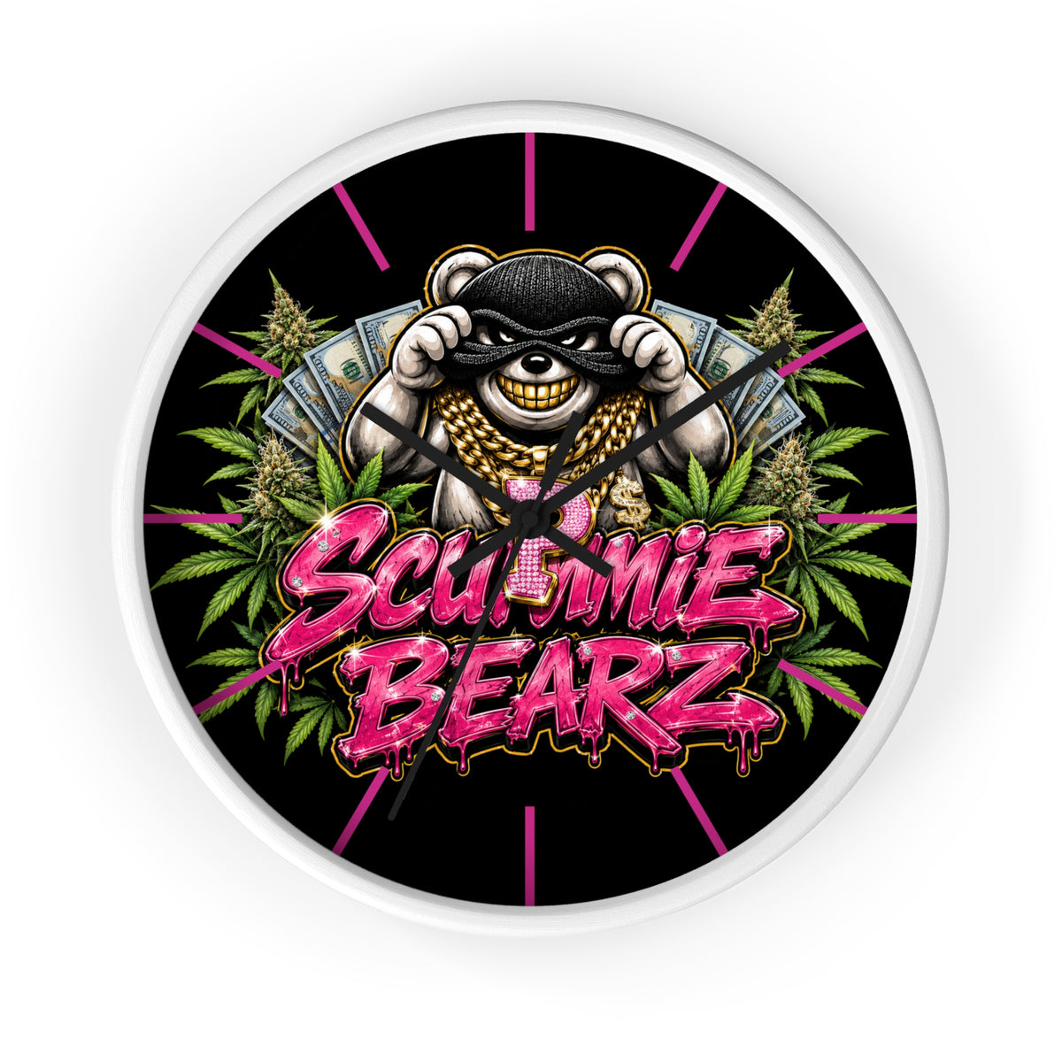 Wall Clock-Scummie Bearz Weed Logo-SCUMMIEBEARZ™️