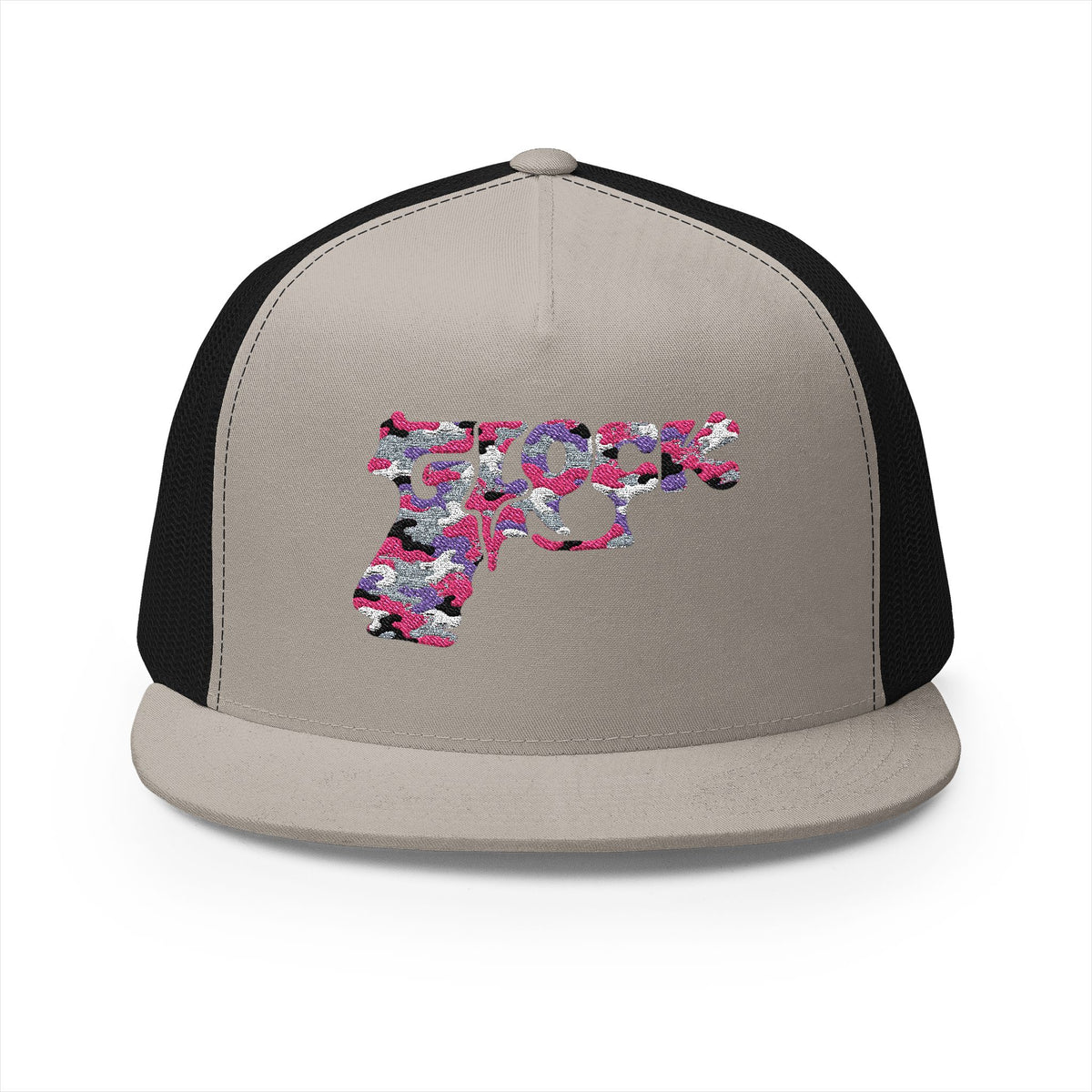 5 Panel Trucker Cap-PINK CAMOUFLAGE GLOCK LOGO-SCUMMIEBEARZ™️