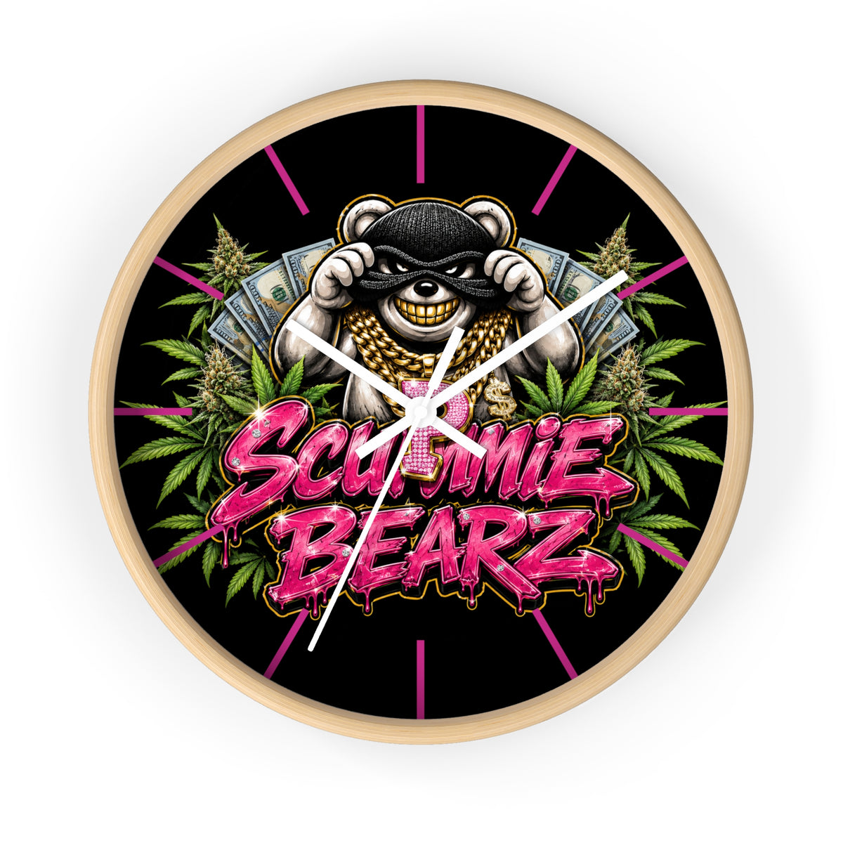 Wall Clock-Scummie Bearz Weed Logo-SCUMMIEBEARZ™️