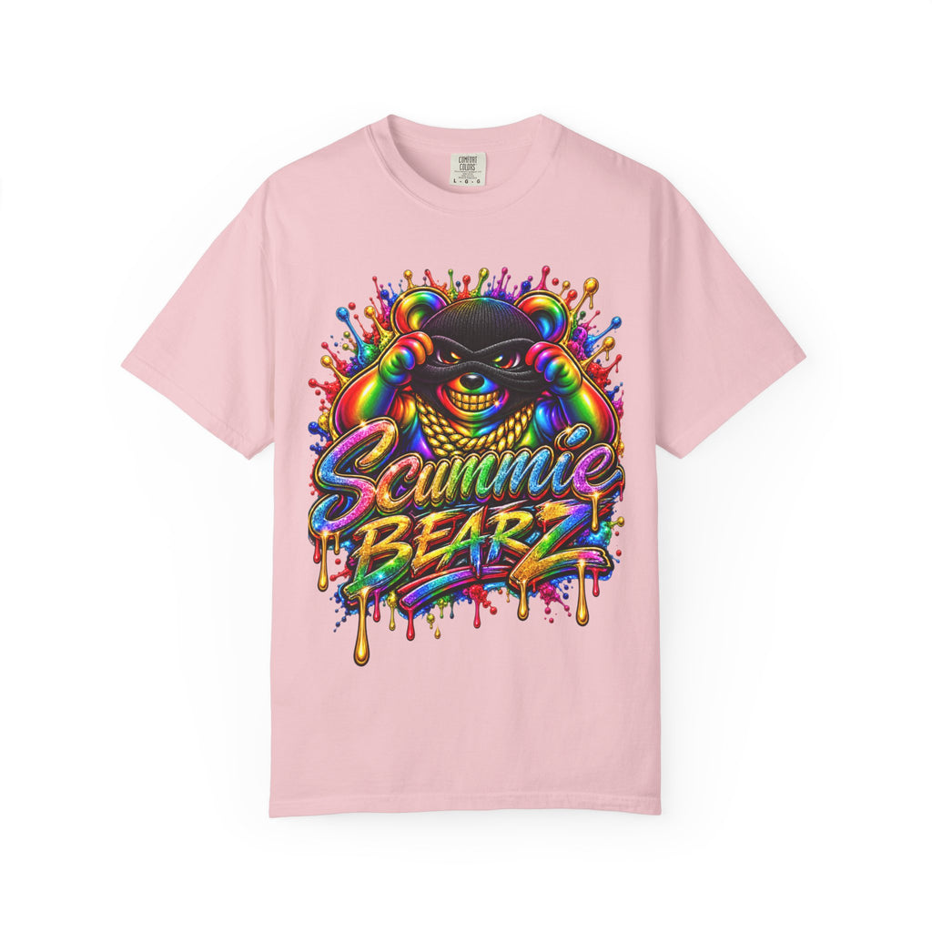 Unisex Garment-Dyed T-shirt-RAINBOW MASK LOGO GLOCK SB CROWN LOGO-SCUMMIEBEARZ™