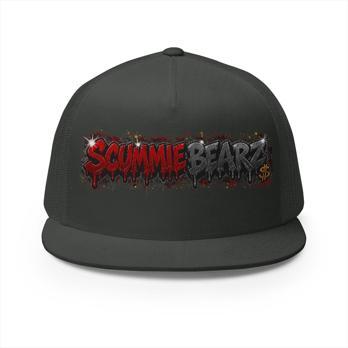 5 Panel Trucker Cap-RED/CHARCOAL SCUMMIEBEARZ LOGO-SCUMMIEBEARZ™