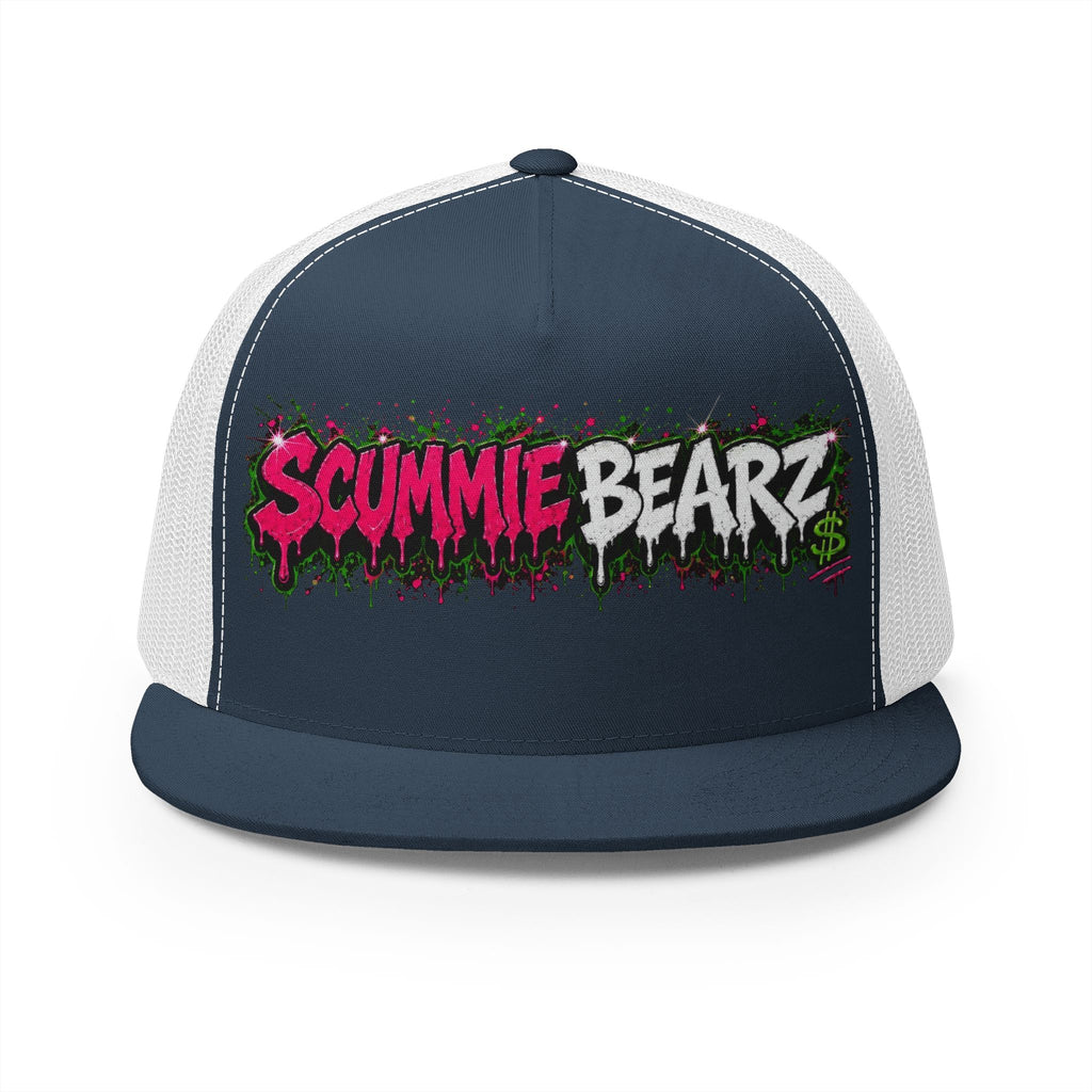 5 Panel Trucker Cap-PINK/SILVER SCUMMIEBEARZ LOGO-SCUMMIEBEARZ™