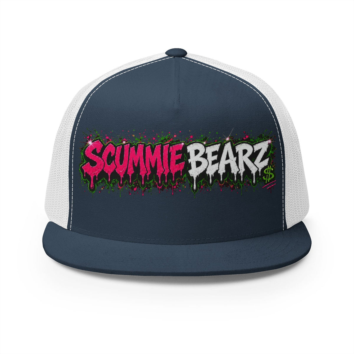 5 Panel Trucker Cap-PINK/SILVER SCUMMIEBEARZ LOGO-SCUMMIEBEARZ™