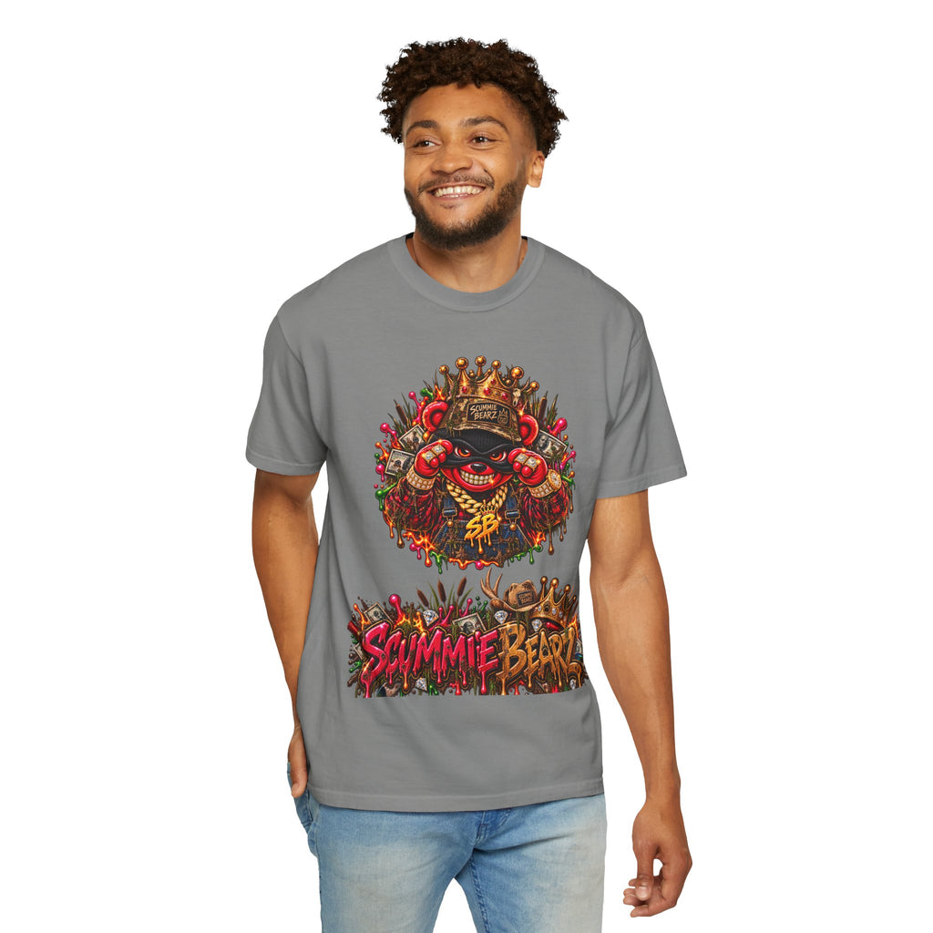 Unisex Garment-Dyed T-shirt-CROWN MASK LOGO HILLBILLY AIRBOAT -SCUMMIEBEARZ™