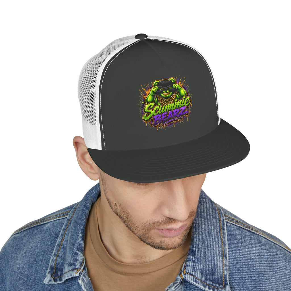 5 Panel Trucker Cap-GREEN/PURPLE MASK LOGO-SCUMMIEBEARZ™
