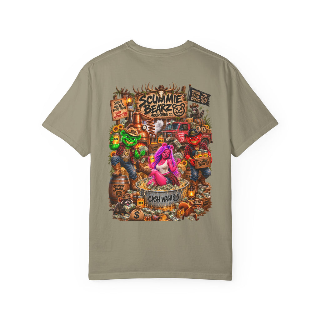 Unisex Garment-Dyed T-shirt-HILBILLYSCUMMIEBEARZ MOONSHINE/CROWN SB LOGO -SCUMMIEBEARZ™