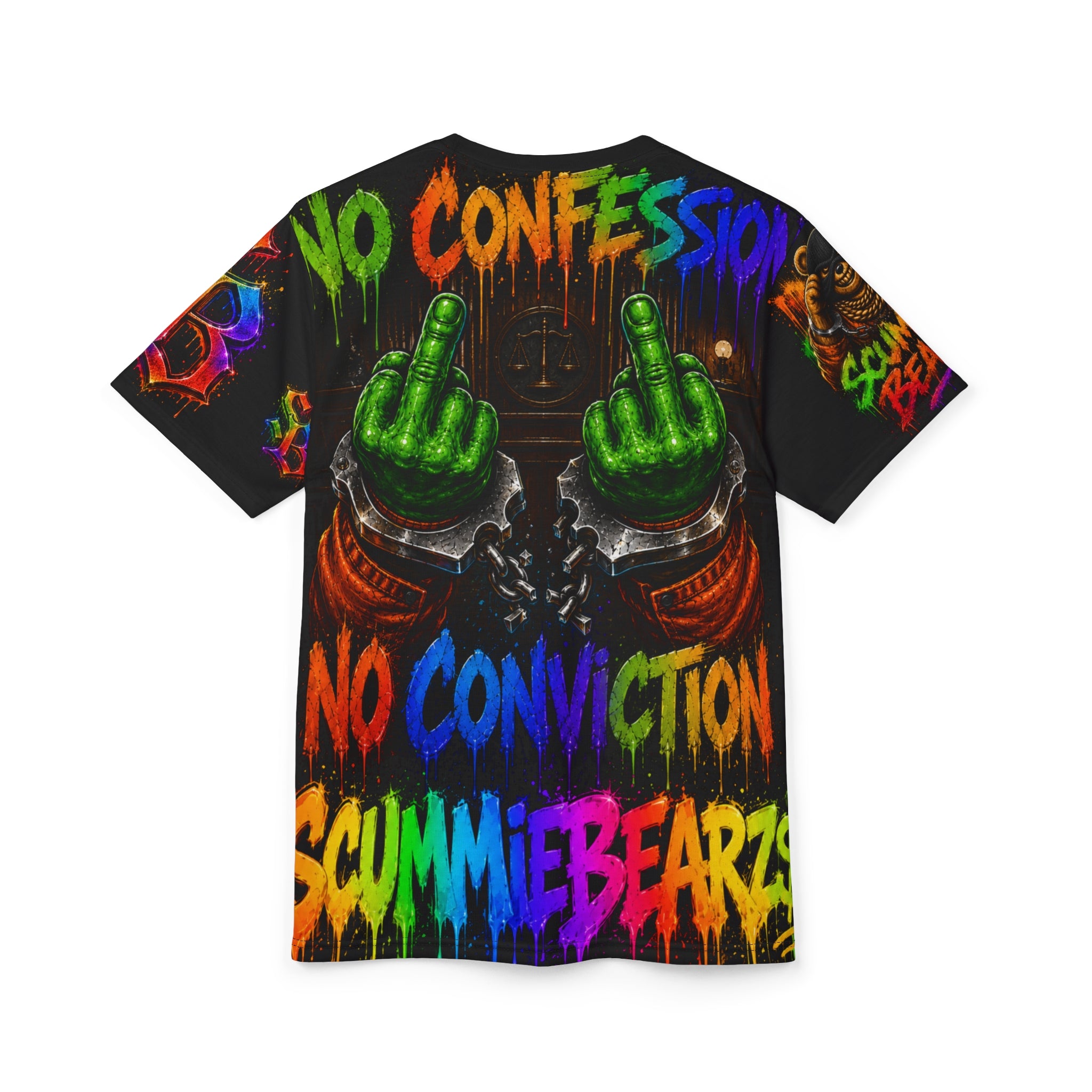 Scummie Bearz "Court is In Session - NO Confession No Conviction" AOP Edition Unisex Streetwear Graphic Tee